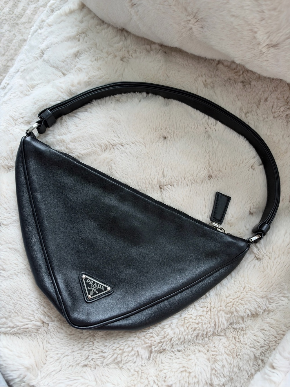 Prada Black Leather Triangle Shoulder Bag - Picture 2 of 6